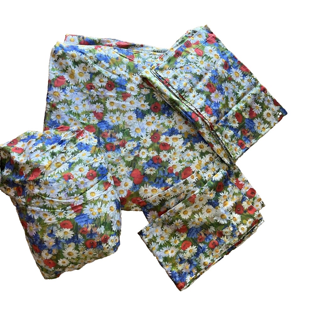 Cuddledown King Duvet Cover Fitted Sheet 4 Pillowcases Cotton Floral Daisy Print